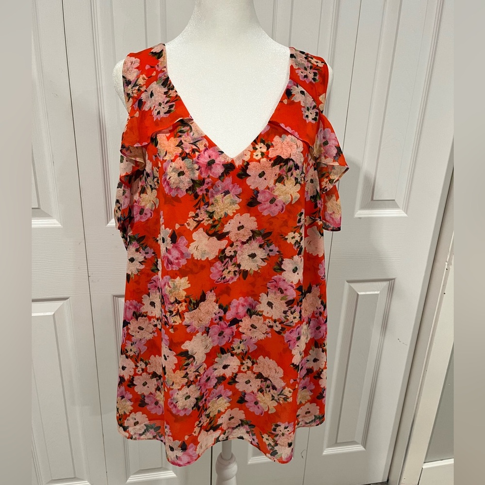 Orange Cabi cold shoulder blouse